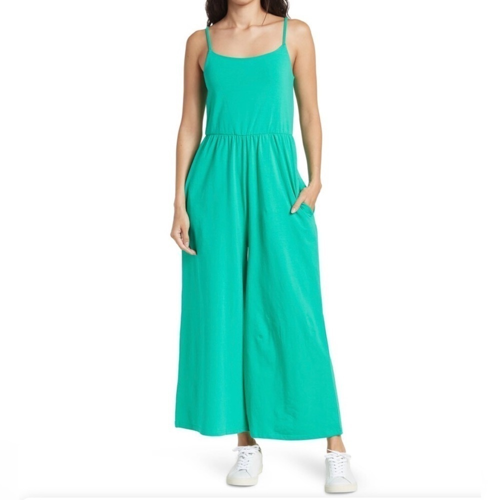 NWOT RDI Sleeveless Wide-Leg Green Knit Jumpsuit Size Small